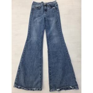 Flying Monkey Youth Mid Rise Flare Jeans Girls Size 16 Distressed Whiskers